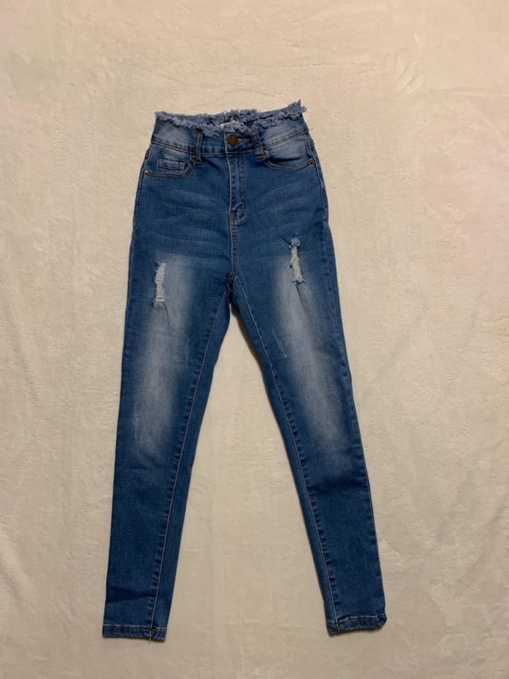 Bamboo Jeans Women Distressed High Rise Skinny jeggings Stretch Size 3/4 ankle